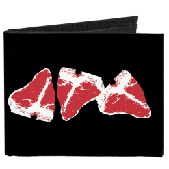 Canvas Bi-Fold Wallet - Steaks w MEAT Text