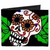 Canvas Bi-Fold Wallet - Sugar Skull w Roses & Heart