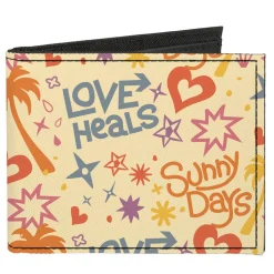Canvas Bi-Fold Wallet - Summer Harmony Collage Beige/Multi Color