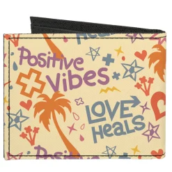 Canvas Bi-Fold Wallet - Summer Harmony Collage Beige/Multi Color