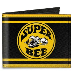Canvas Bi-Fold Wallet - SUPER BEE Logo Stripes Black Yellow