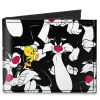 Canvas Bi-Fold Wallet - Sylvester and Tweety Poses Scattered Black