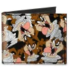 Canvas Bi-Fold Wallet - Tasmanian Devil Vortex Poses Scattered Black