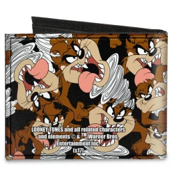 Canvas Bi-Fold Wallet - Tasmanian Devil Vortex Poses Scattered Black