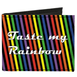Canvas Bi-Fold Wallet - TASTE MY RAINBOW Black Multi Color