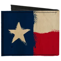 Canvas Bi-Fold Wallet - Texas Flag Distressed Painting