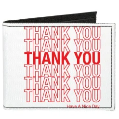 Canvas Bi-Fold Wallet - THANK YOU HAVE A NICE DAY Bag Print White Red