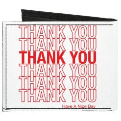 Canvas Bi-Fold Wallet - THANK YOU HAVE A NICE DAY Bag Print White Red
