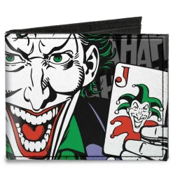 Canvas Bi-Fold Wallet - The JOKER HAHAHAHA CLOSE-UP Pose Black Gray