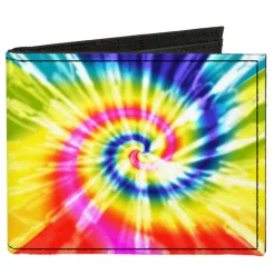 Canvas Bi-Fold Wallet - Tie Dye Swirl Multi Color White