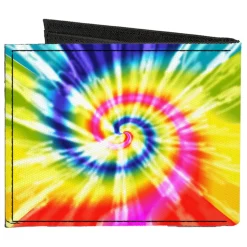 Canvas Bi-Fold Wallet - Tie Dye Swirl Multi Color White