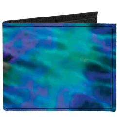 Canvas Bi-Fold Wallet - Tie Dye Green Blue Purple