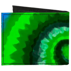 Canvas Bi-Fold Wallet - Tie Dye Swirl Green Blue Purple