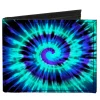 Canvas Bi-Fold Wallet - Tie Dye Spiral Blues Purples