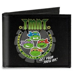 Canvas Bi-Fold Wallet - TMNT-GET YOUR SHELL ON + TMNT WORLD TOUR 84 Black Gray Green