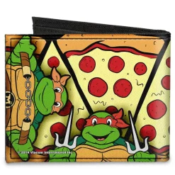 Canvas Bi-Fold Wallet - TMNT Turtle Battle Poses Pizza