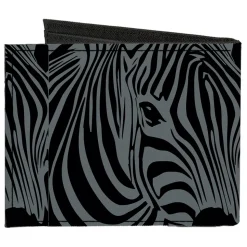 Canvas Bi-Fold Wallet - Zebra Head Black Gray