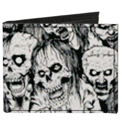 Canvas Bi-Fold Wallet - Zombie Skulls Sketch