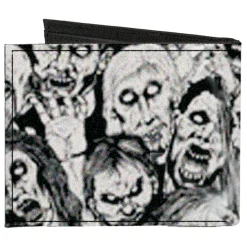 Canvas Bi-Fold Wallet - Zombie Skulls Sketch