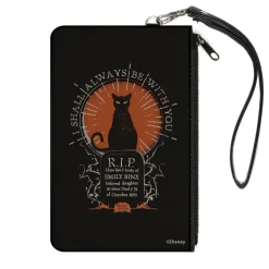 Canvas Zipper Wallet - LARGE - HOCUS POCUS Cat Emily Binx I SHALL ALWAYS BE WITH YOU Black White Orange