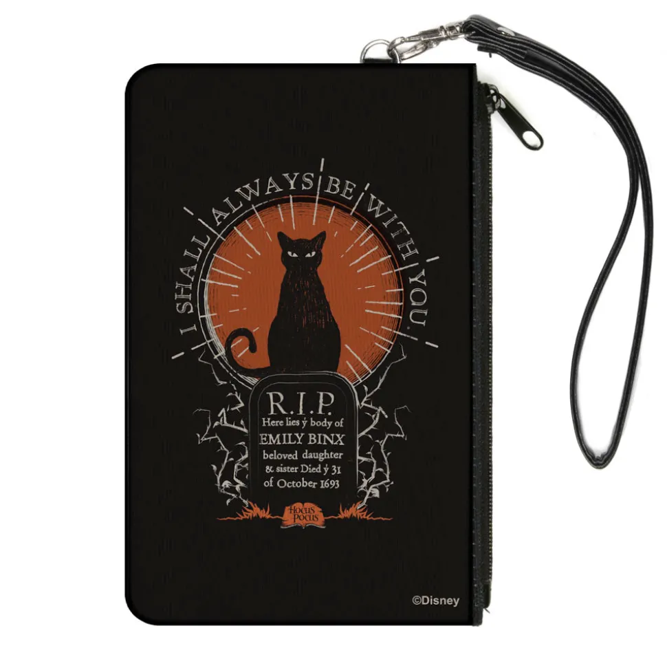 Canvas Zipper Wallet - LARGE - HOCUS POCUS Cat Emily Binx I SHALL ALWAYS BE WITH YOU Black White Orange