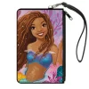 Canvas Zipper Wallet - LARGE - The Little Mermaid Ariel Smiling Pose and Shells Pinks