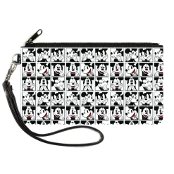 Canvas Zipper Wallet - LARGE - Mickey Mouse Expression Blocks White Black Red
