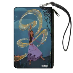 Canvas Zipper Wallet - LARGE - Wish Asha Dancing Swirl Pose Blues/Yellows