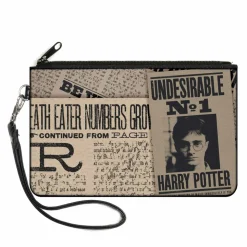 Canvas Zipper Wallet - LARGE - Harry Potter Newspaper Headlines UNDESIRABLE NO 1