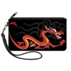 Canvas Zipper Wallet - LARGE - Mulan Mushu Dragon Pose Fire Icon Black Gray