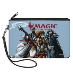 Canvas Zipper Wallet - LARGE - MAGIC THE GATHERING Three Planeswalker Group Pose and Title Logo Light Blue