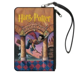 Canvas Zipper Wallet - LARGE - Harry Potter and the Sorcerer's Stone Book Cover Drawing