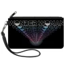 Canvas Zipper Wallet - LARGE - WONDER WOMAN 1984 Text Infinity Repeat Black White Blues Pinks