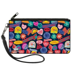 Canvas Zipper Wallet - LARGE - The Suicide Squad 2021 Harley Quinn Badges Stacked Black Multi Color