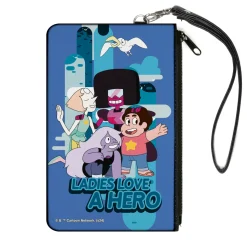 Canvas Zipper Wallet - LARGE - Steven Universe LADIES LOVE A HERO Group Pose Blues