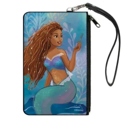 Canvas Zipper Wallet - LARGE - The Little Mermaid Ariel Dinglehopper Fork Pose Blues
