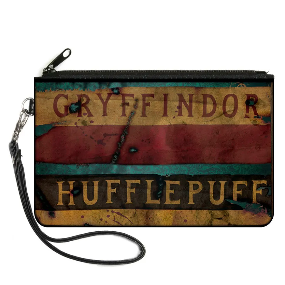 Canvas Zipper Wallet - LARGE - GRYFFINDOR & HUFFLEPUFF Burnt Banners