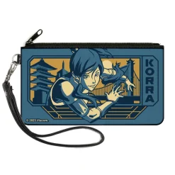Canvas Zipper Wallet - LARGE - The Legend of Korra Avatar KORRA Bridge Pose and Text Blues