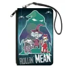 Canvas Zipper Wallet - LARGE - ROLLIN' MEAN Lock Shock & Barrel Trick-or-Treaters Pose Ooogie Boogie Silhouette Greens Purples Gray White