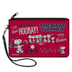Canvas Zipper Wallet - LARGE - Peanuts Gang AMERICAN SUMMER Poses Red/Blue/White