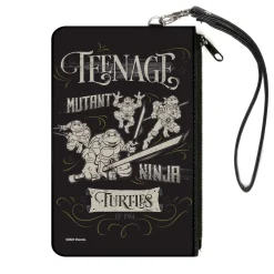Canvas Zipper Wallet - LARGE - TEENAGE MUTANT NINJA TURTLES Est. 1984 Action Poses Black/White