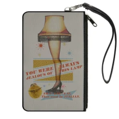 Canvas Zipper Wallet - LARGE - A Christmas Story Lamp Quotes Collage White