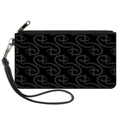 Canvas Zipper Wallet - LARGE - Disney Signature D Logo Monogram Black Gray