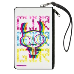 Canvas Zipper Wallet - LARGE - Invader Zim GIR Pose and Face Typography White/Multi Color