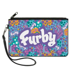 Canvas Zipper Wallet - LARGE - FURBY Title Logo Fur Print Blues/Purple/White