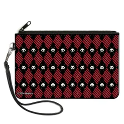 Canvas Zipper Wallet - LARGE - Skelanimals Face Logo Diamond Plaid Black/Red/White