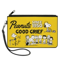 Canvas Zipper Wallet - LARGE - PEANUTS Gang SINCE 1950 GOOD GRIEF Group Pose Yellow/Black
