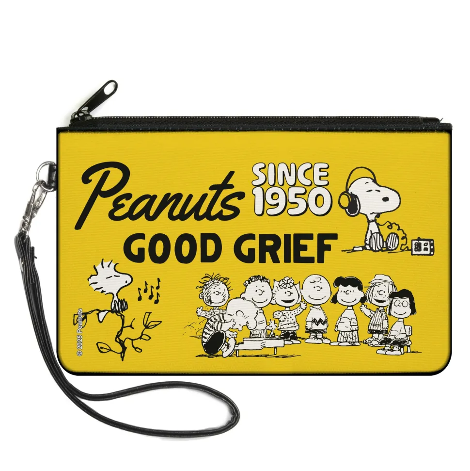 Canvas Zipper Wallet - LARGE - PEANUTS Gang SINCE 1950 GOOD GRIEF Group Pose Yellow/Black