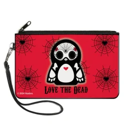 Canvas Zipper Wallet - LARGE - Skelanimals Pen the Penguin LOVE THE DEAD Pose Red/Black/White
