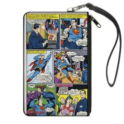 Canvas Zipper Wallet - LARGE - Superman Clark Kent Retro Comic Scene Blocks